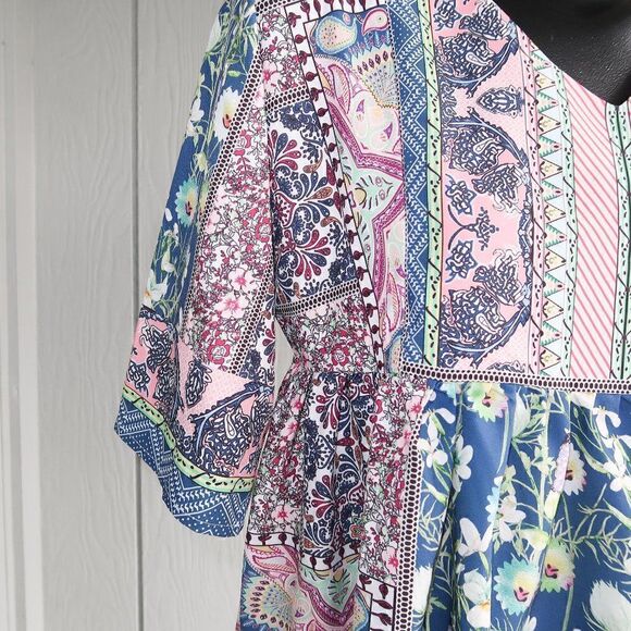 MISSLOOK Boho Pink and Blue Dress - Picture 4 of 7